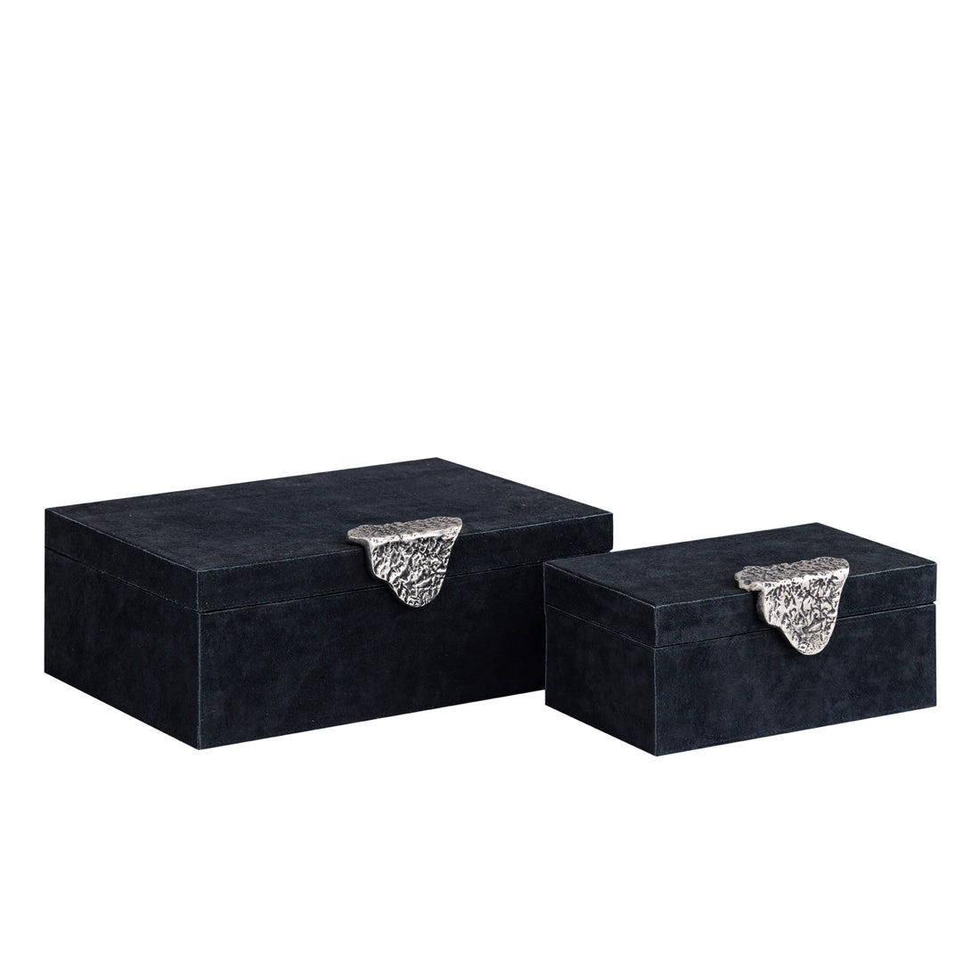 Hazael Caja de ante negro con asa plateada, juego de 2 PTMD