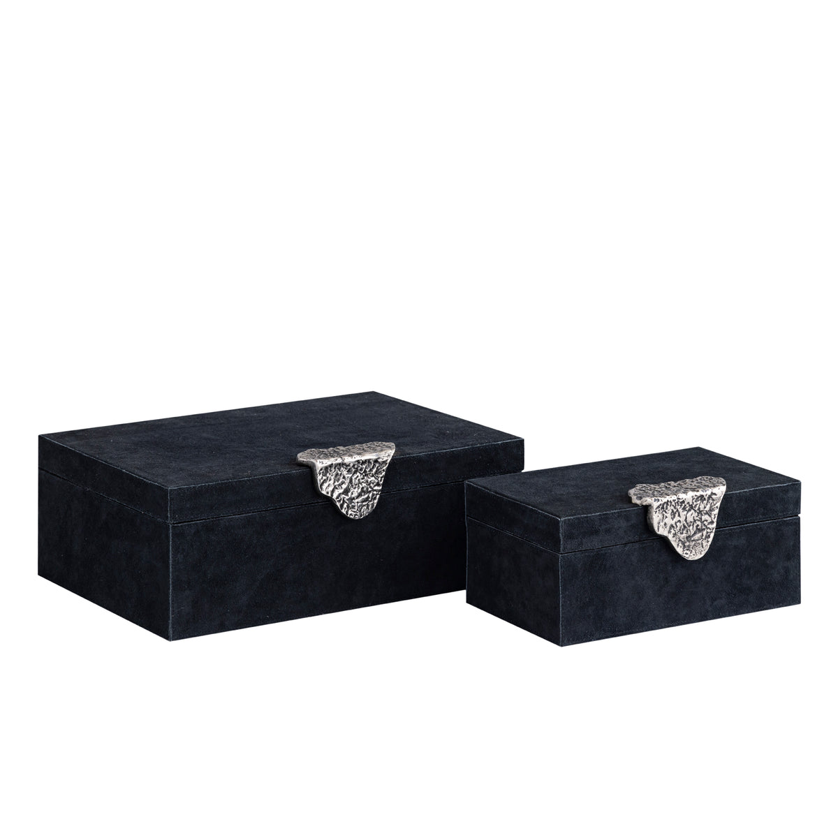 Hazael Caja de ante negro con asa plateada, juego de 2 PTMD