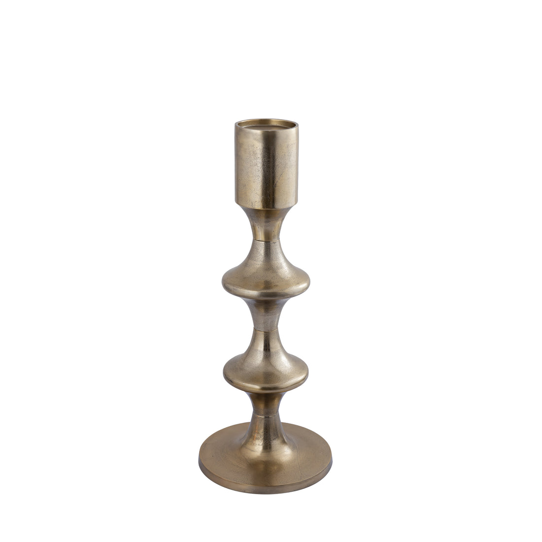 Taika Gold, base baja redonda de aluminio para velas, H73 cm, PTMD