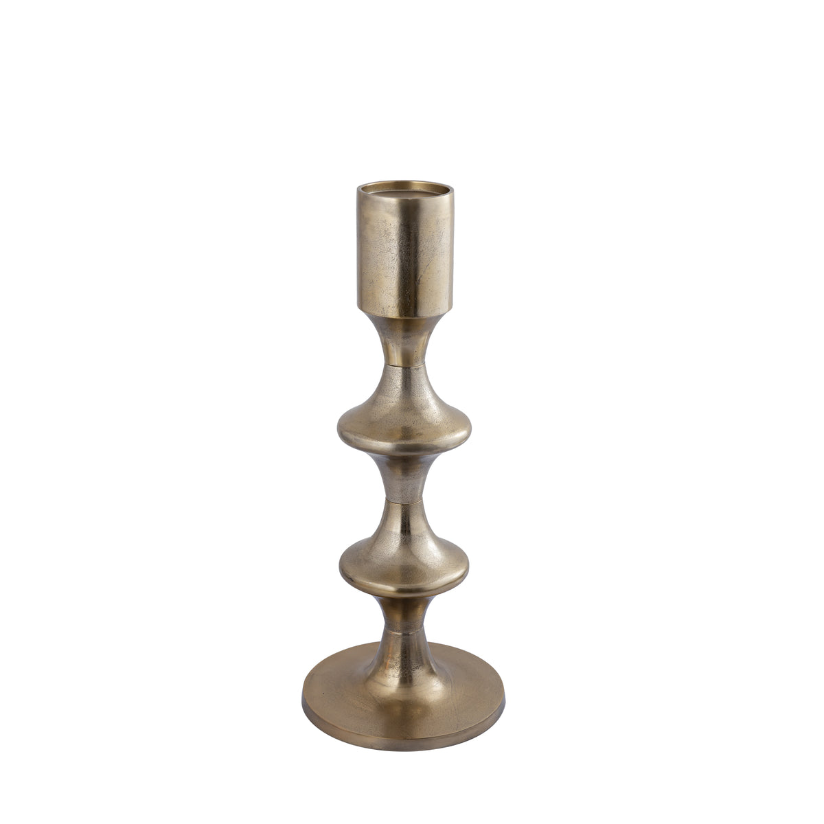 Taika Gold, base baja redonda de aluminio para velas, H73 cm, PTMD