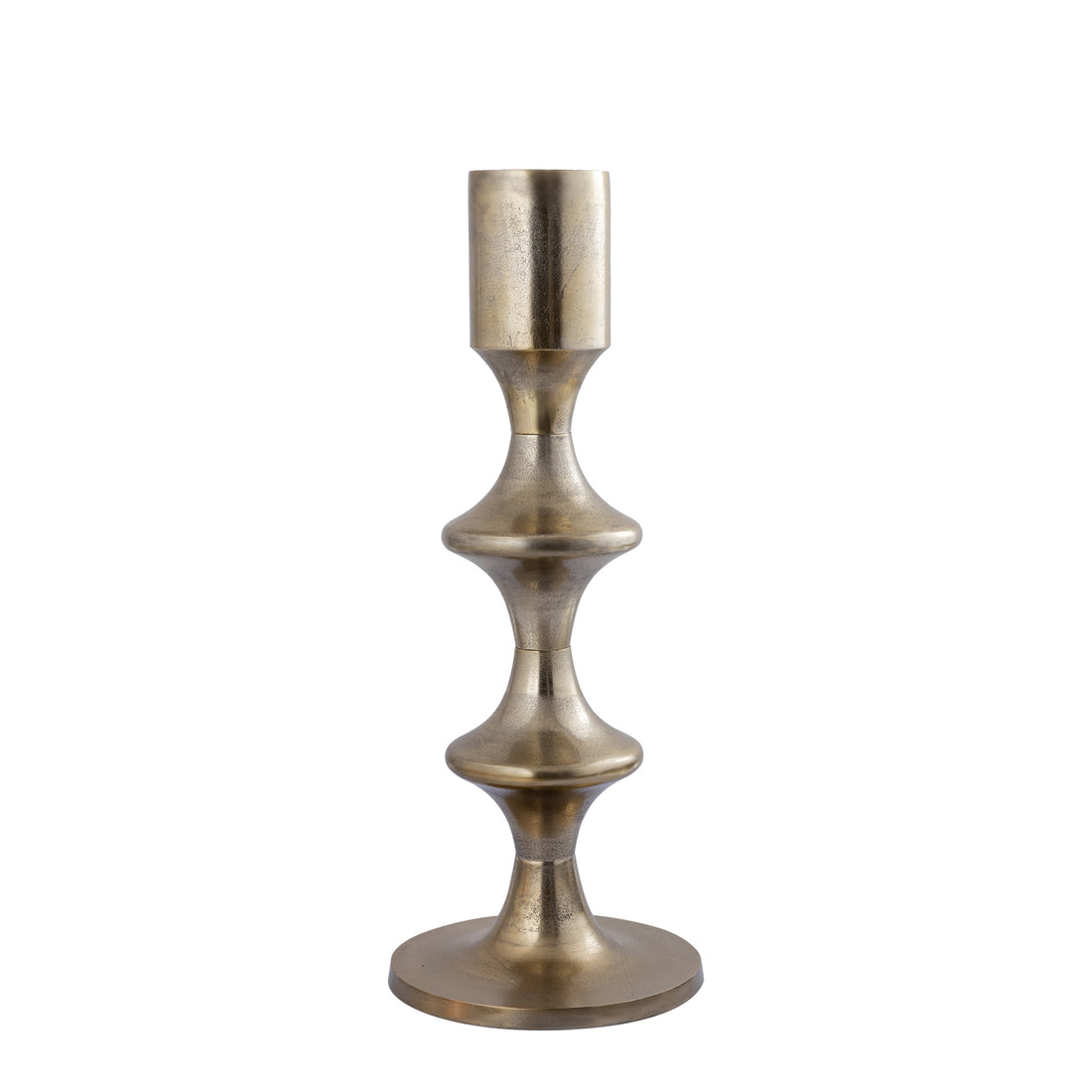 Taika Gold, base baja redonda de aluminio para velas, H73 cm, PTMD
