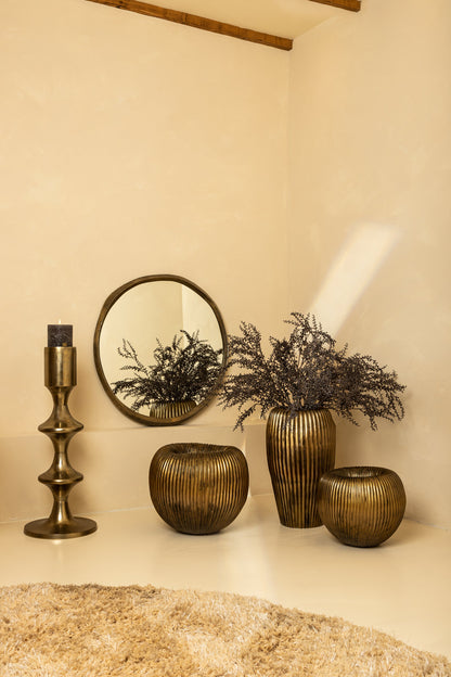 Taika Gold, base baja redonda de aluminio para velas, H73 cm, PTMD