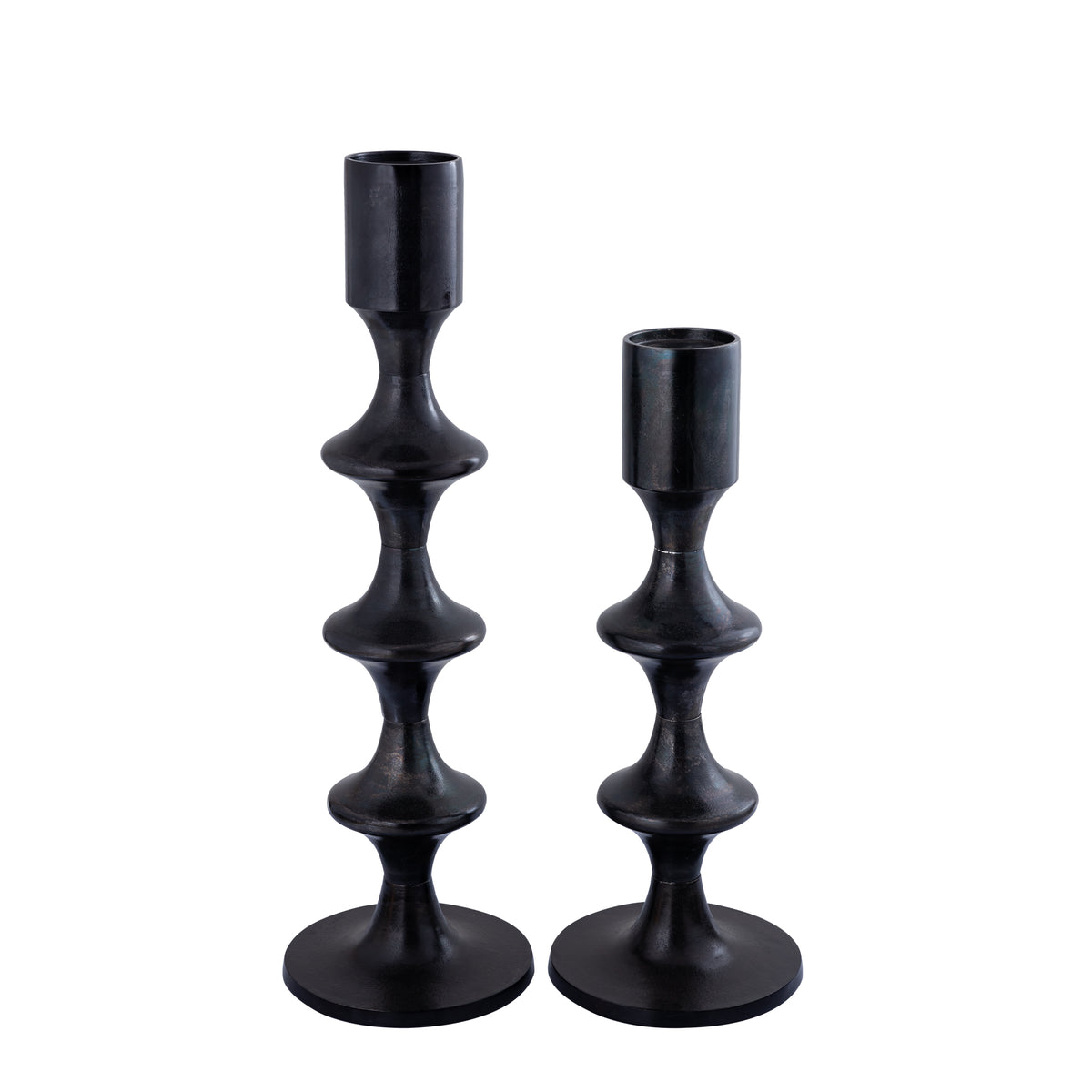 Castiñol redondo de aluminio Taika Black con pestañas H92cm PTMD