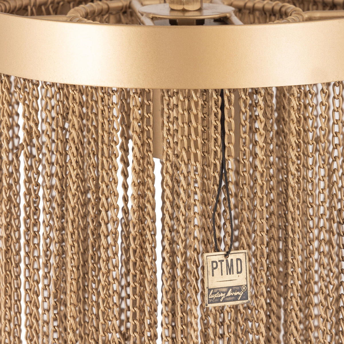 Lámpara colgante redonda Brenton Gold de cadenas de hierro S PTMD