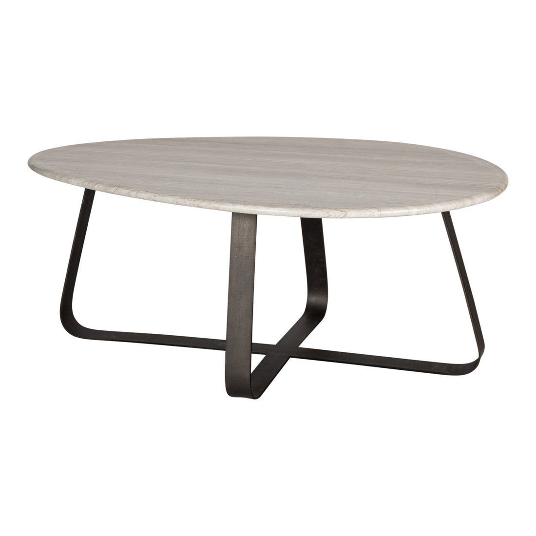 Mesa de centro Muka alta base gris oscuro mármol blanco PTMD