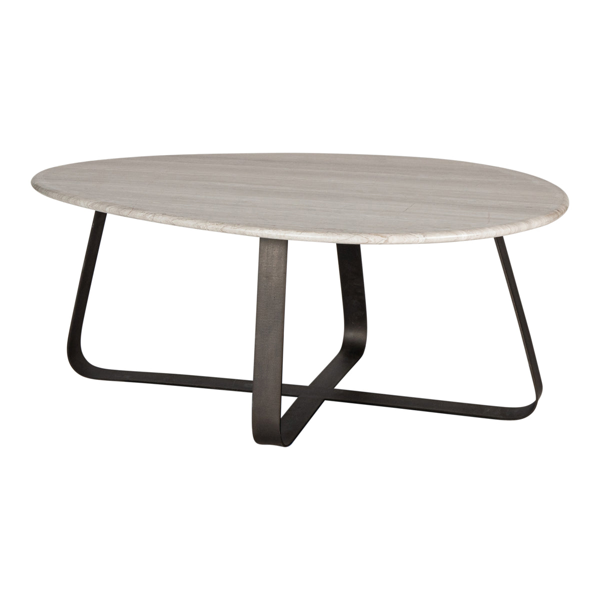 Mesa de centro Muka alta base gris oscuro mármol blanco PTMD