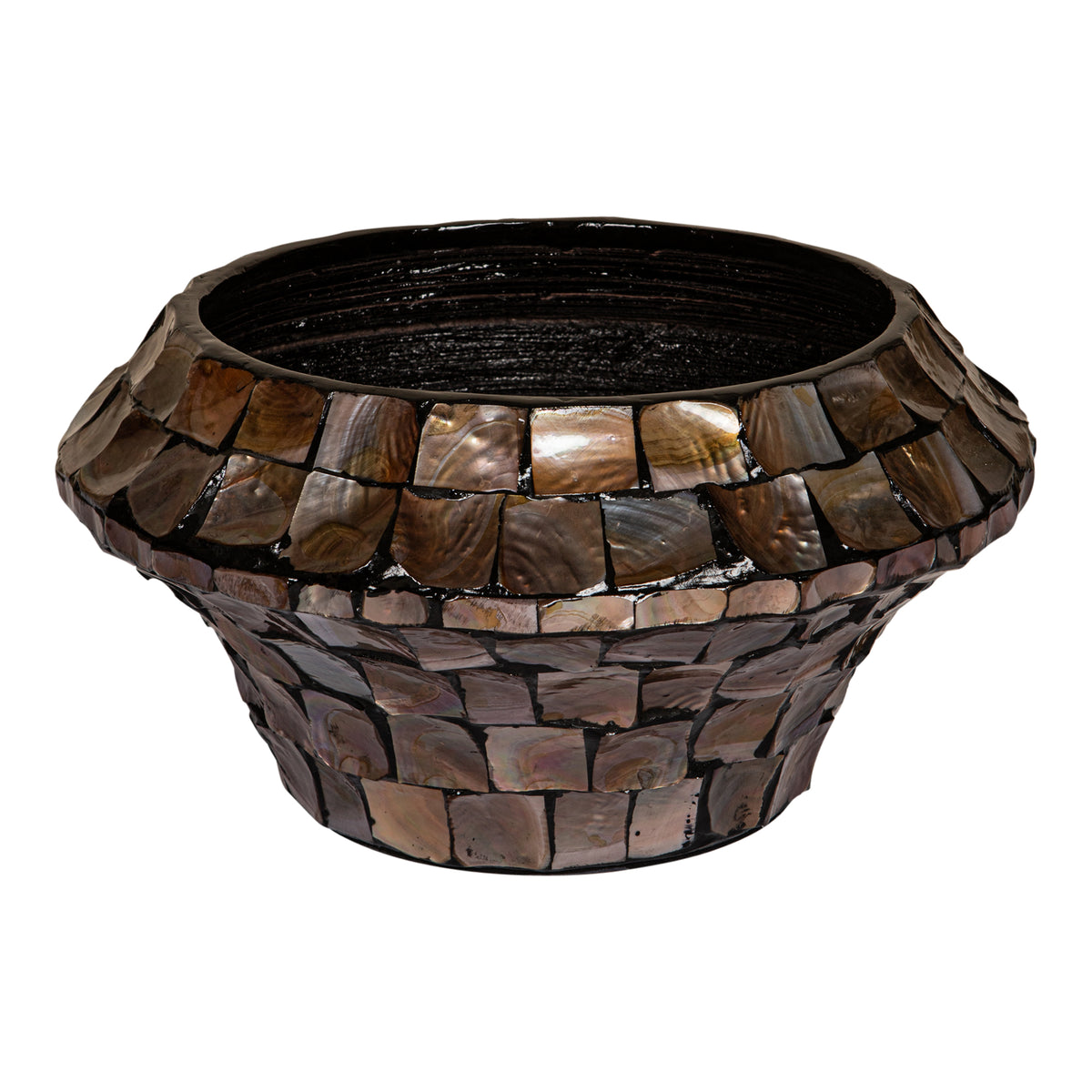Daven Bronce Poly Shell Maceta Redonda Baja Bambú S 41x41x20cm PTMD