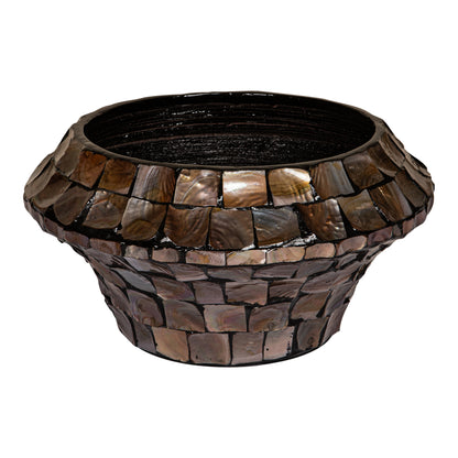 Daven Bronce Poly Shell Maceta Redonda Baja Bambú S 41x41x20cm PTMD