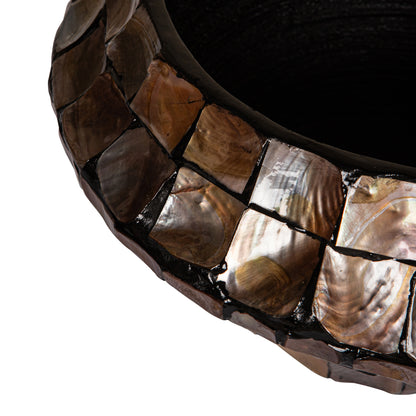 Daven Bronce Poly Shell Maceta Redonda Baja Bambú S 41x41x20cm PTMD