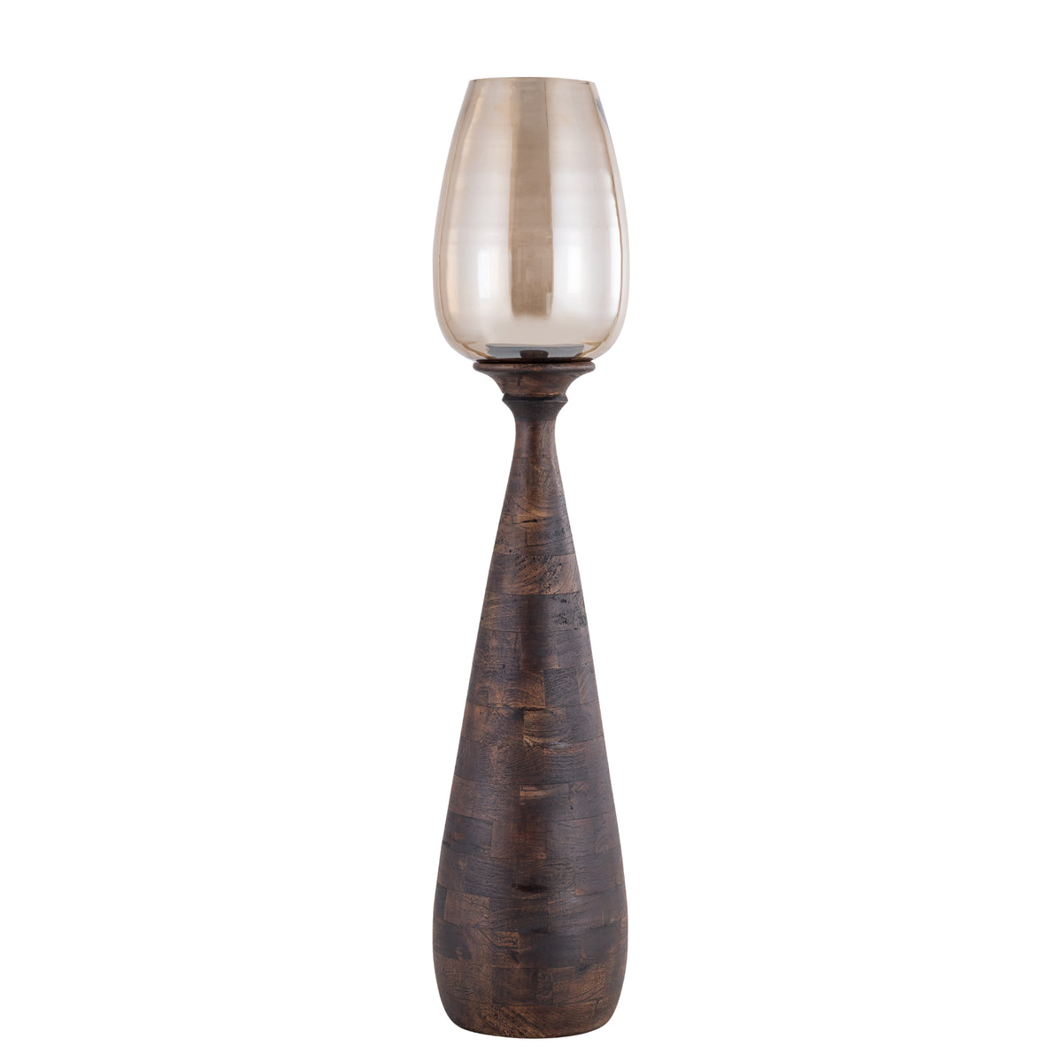 Midi Madera de Mango Stormlight Vidrio Ahumado Marrón Mediano PTMD