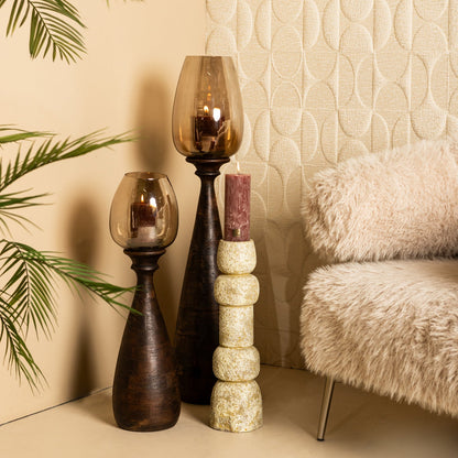 Midi Madera de Mango Stormlight Vidrio Ahumado Marrón Mediano PTMD