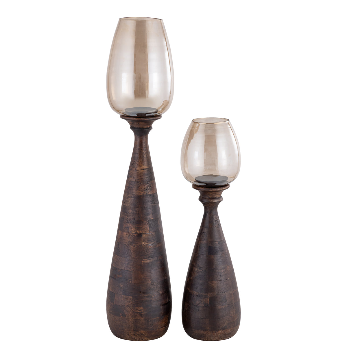 Midi Madera de Mango Stormlight Vidrio Ahumado Marrón Mediano PTMD