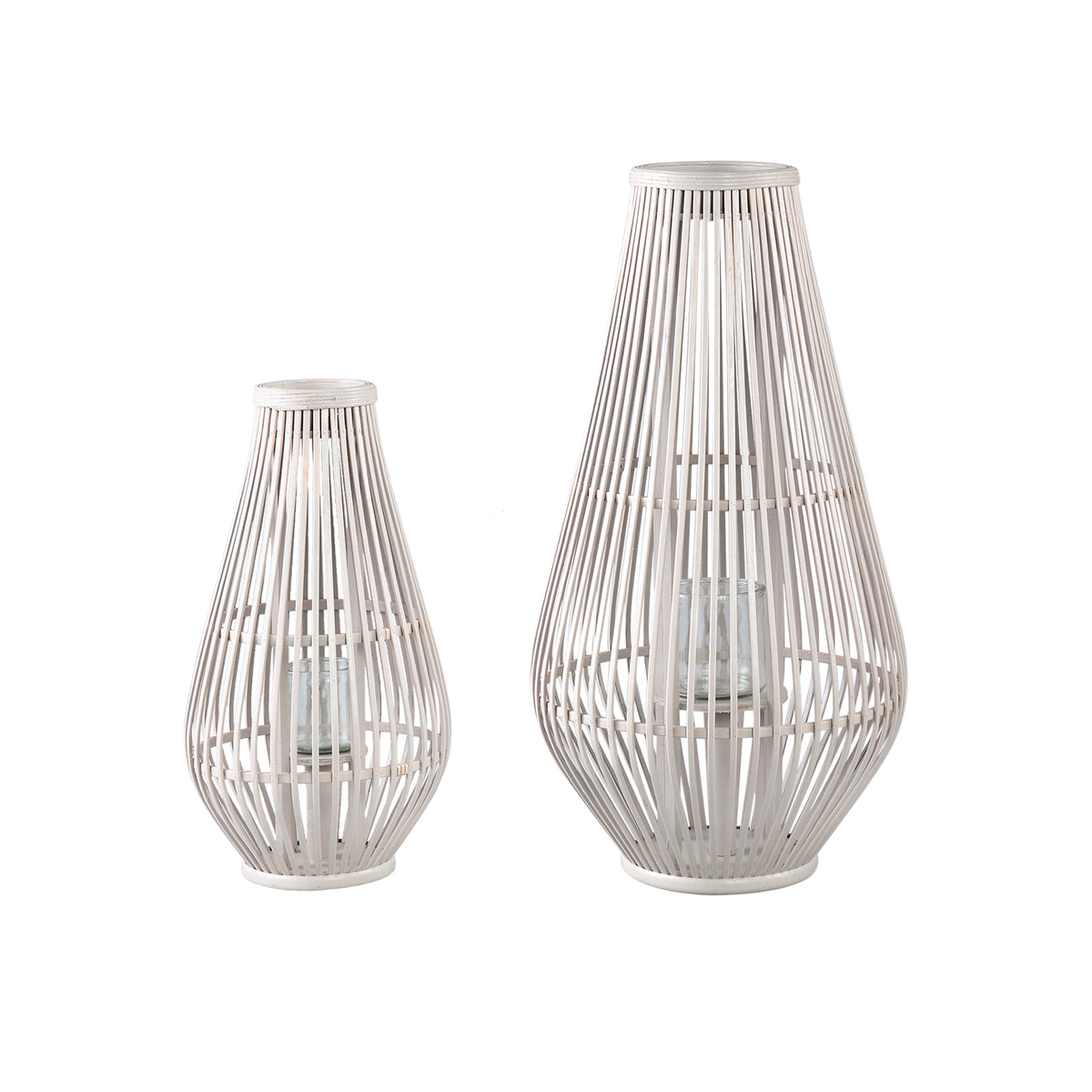 Lámpara Lysia L- 35x35x68 cm - Vidrio - Blanco PTMD