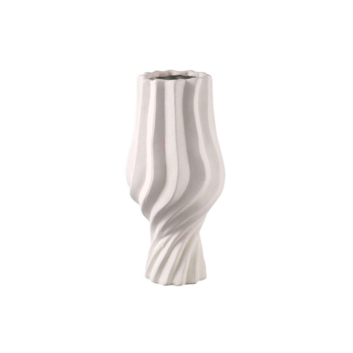 Jarrón grande Clair Cream Ceramic Swirl PTMD