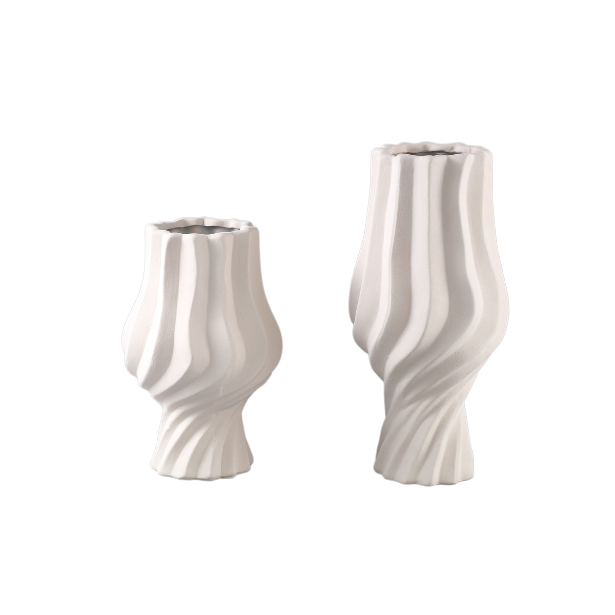 Jarrón grande Clair Cream Ceramic Swirl PTMD