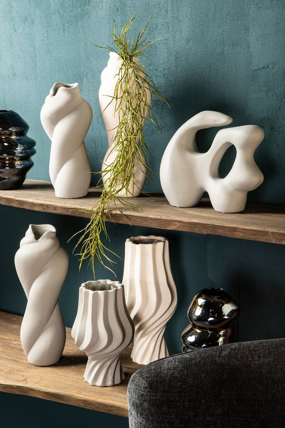 Jarrón grande Clair Cream Ceramic Swirl PTMD