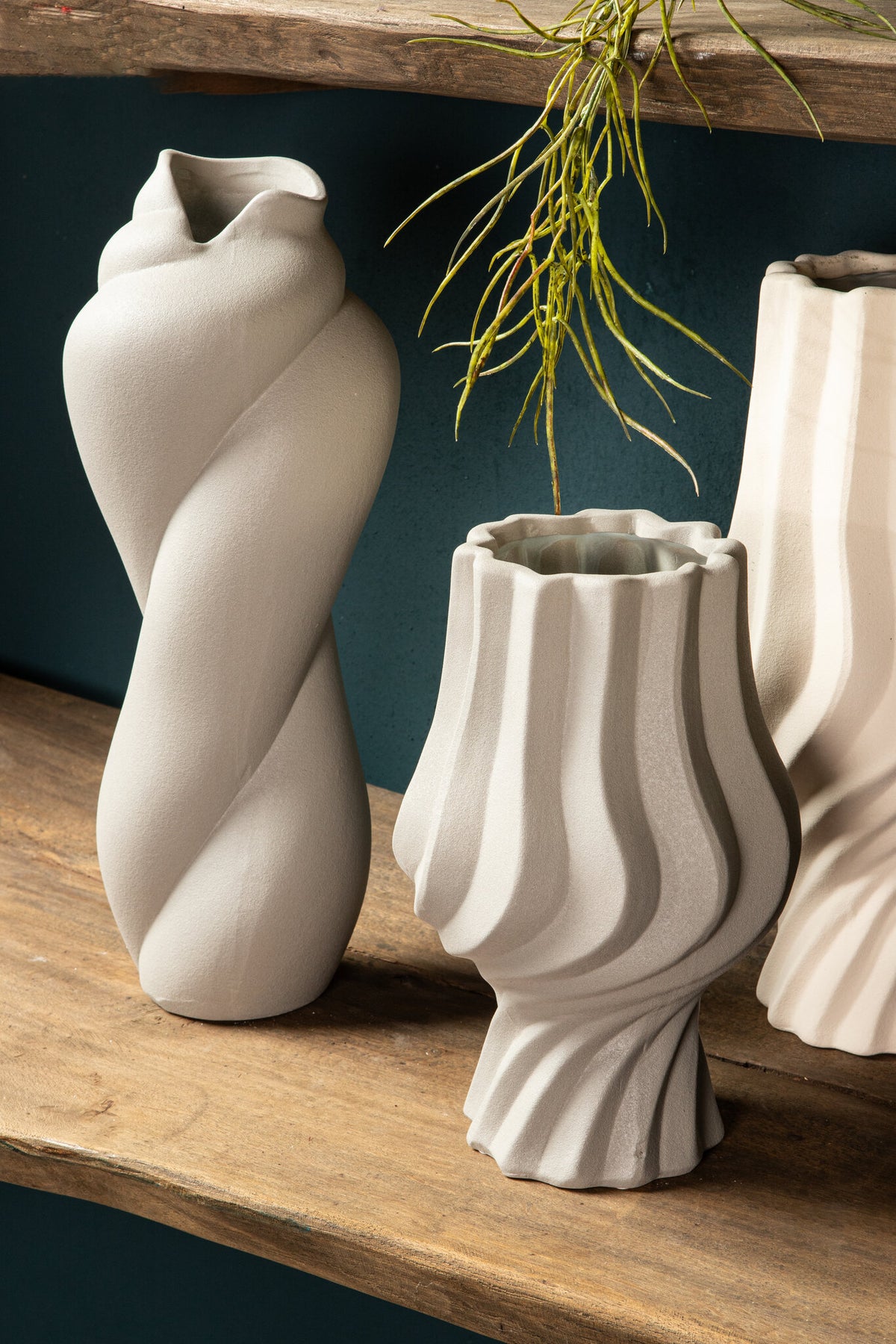 Jarrón grande Clair Cream Ceramic Swirl PTMD
