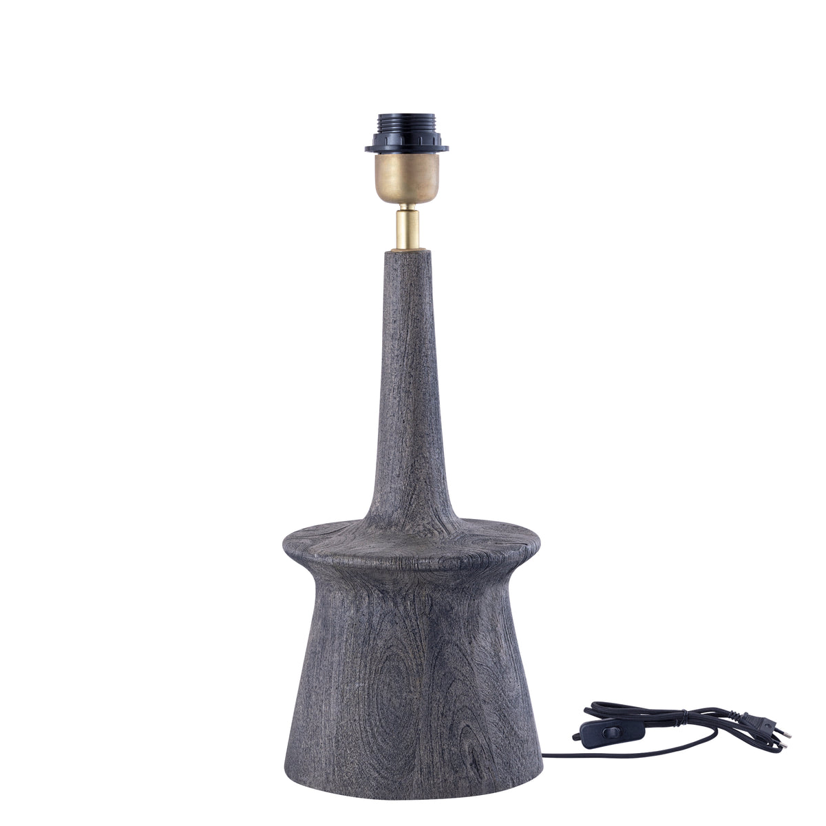 Lámpara de mesa estrecha y redonda Caelin Grey de madera de mango PTMD