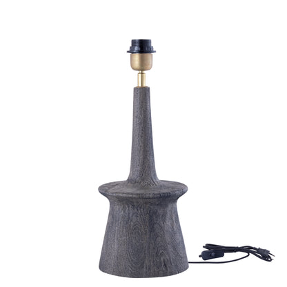 Lámpara de mesa estrecha y redonda Caelin Grey de madera de mango PTMD