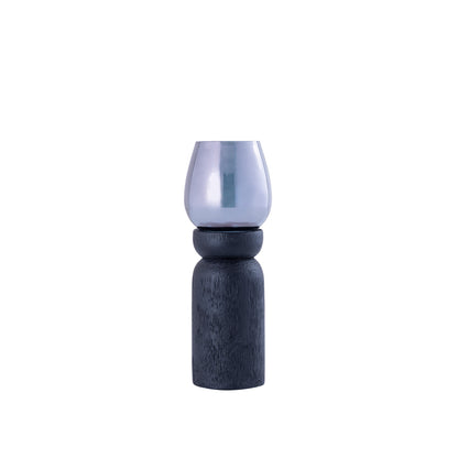 Portavelas Qez Madera de mango Negro Lote de 3 PTMD