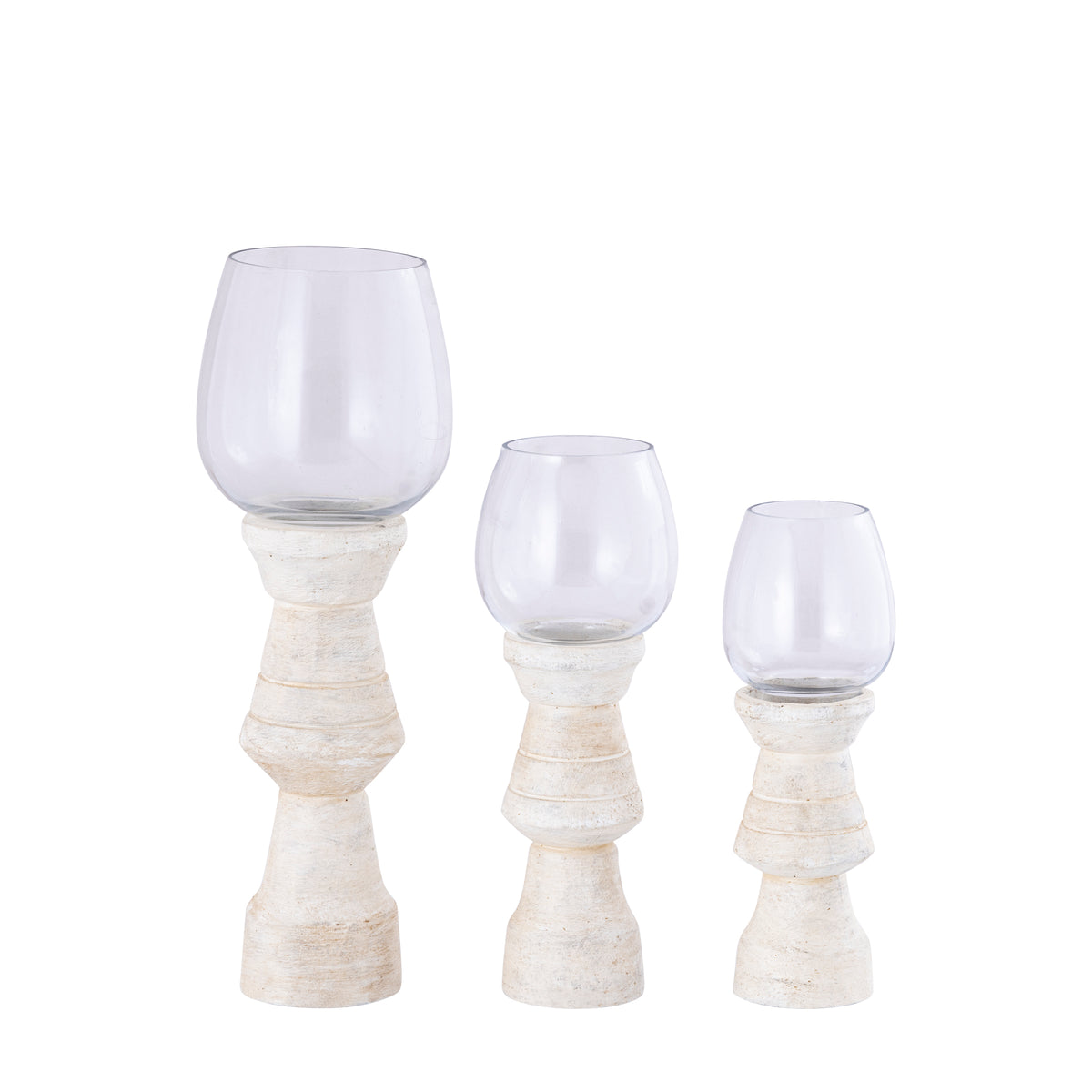 Lámpara de viento Qez Madera de mango Crema Lote de 3 PTMD