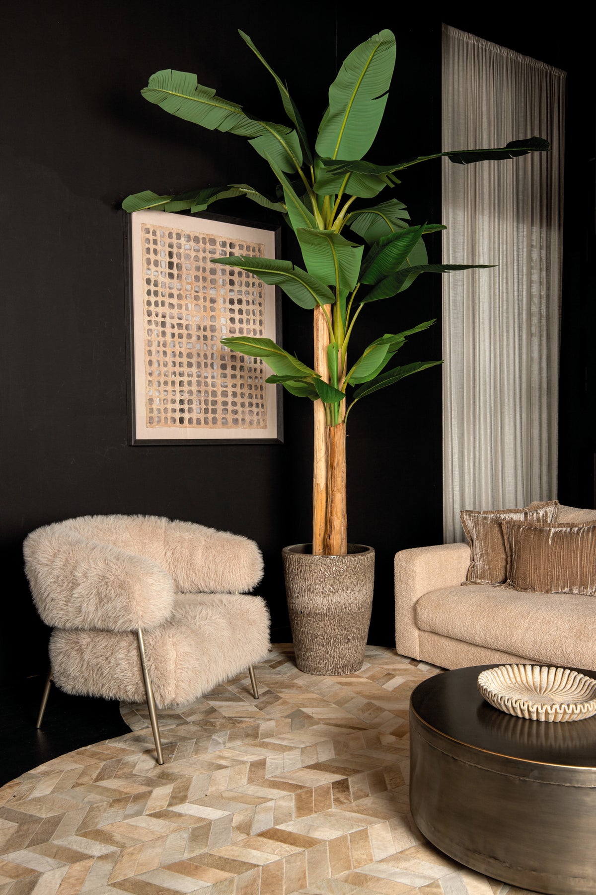 Árbol verde de PE Real Touch, banano, L 170x163x280cm PTMD
