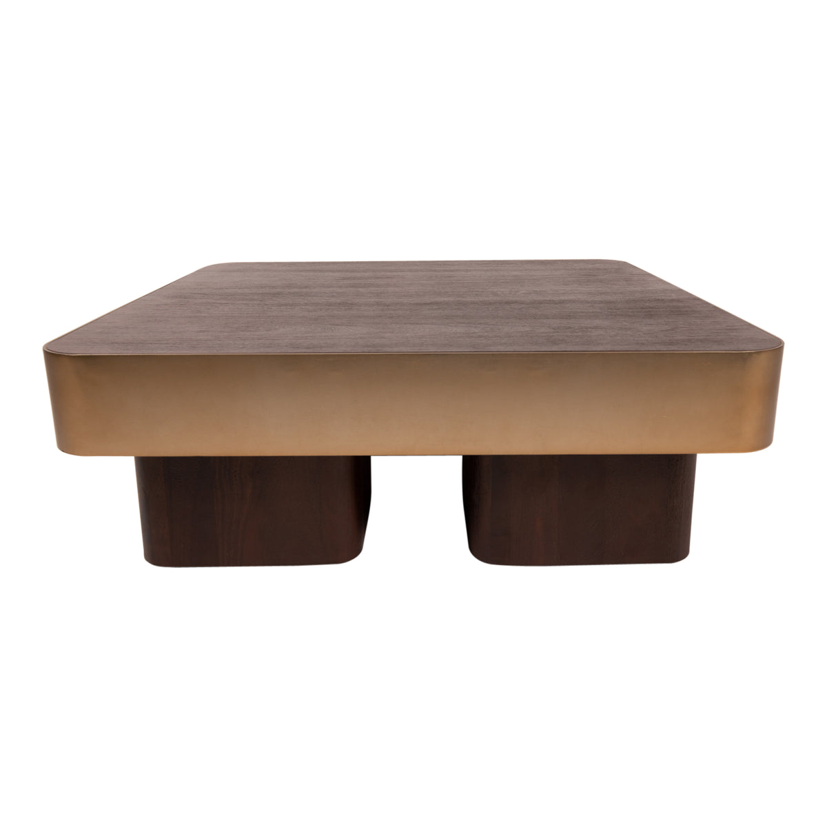 Mesa de centro Warren 90x90x31 madera marrón metal dorado PTMD
