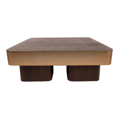 Mesa de centro Warren 90x90x31 madera marrón metal dorado PTMD