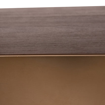 Mesa de centro Warren 90x90x31 madera marrón metal dorado PTMD