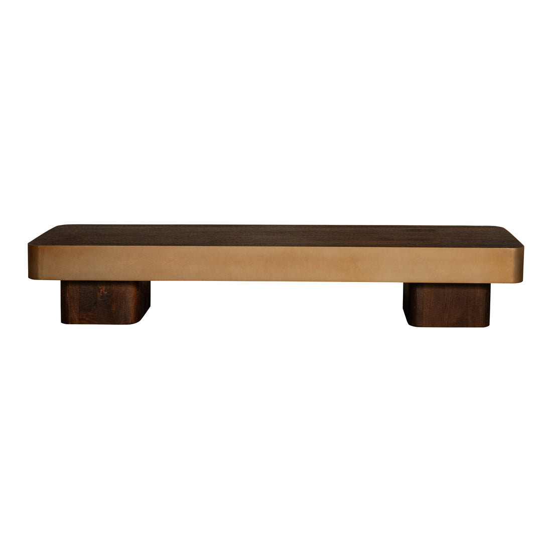 Mesa de centro Warren de madera marrón y metal dorado PTMD