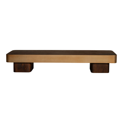 Mesa de centro Warren de madera marrón y metal dorado PTMD