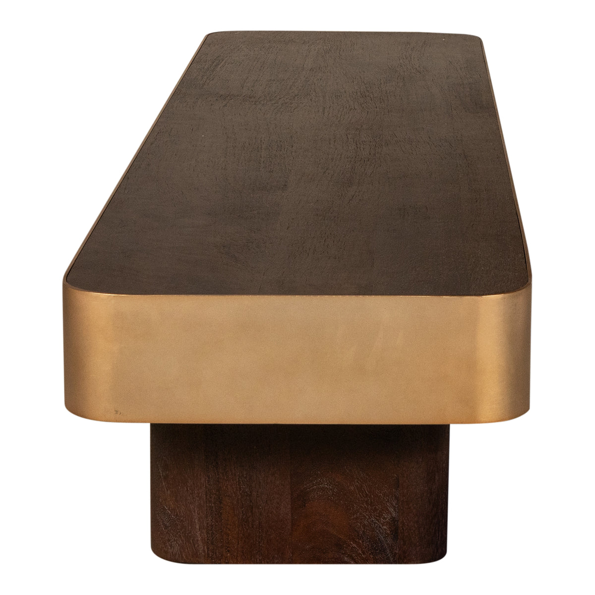 Mesa de centro Warren de madera marrón y metal dorado PTMD