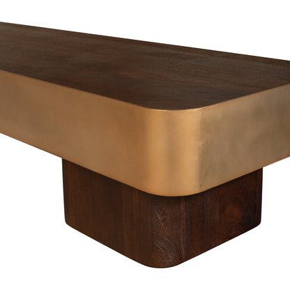 Mesa de centro Warren de madera marrón y metal dorado PTMD