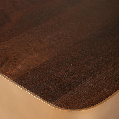 Mesa de centro Warren de madera marrón y metal dorado PTMD