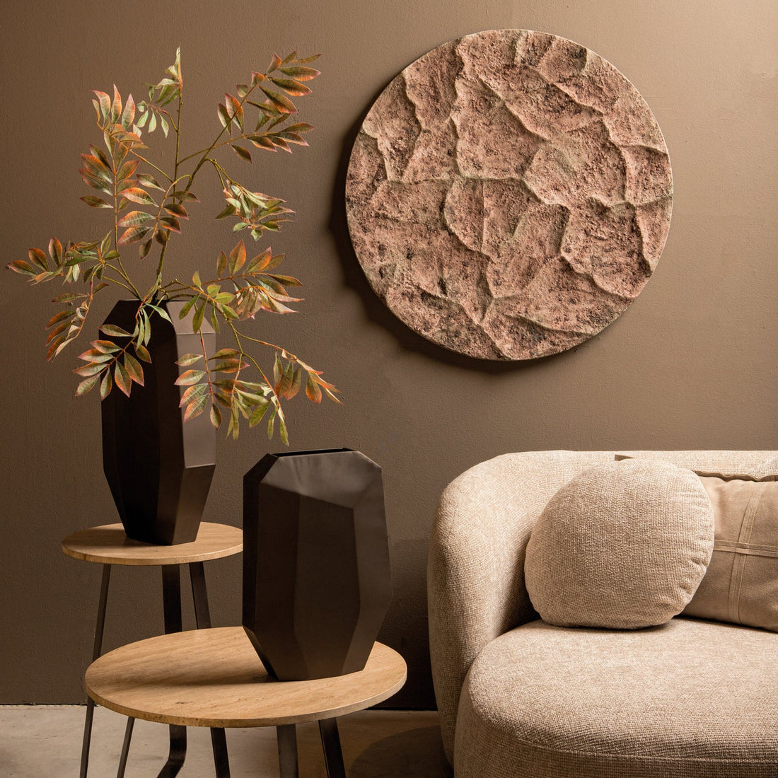 Panel de pared Rafet L - Ø80cm - Cemento - Gris PTMD