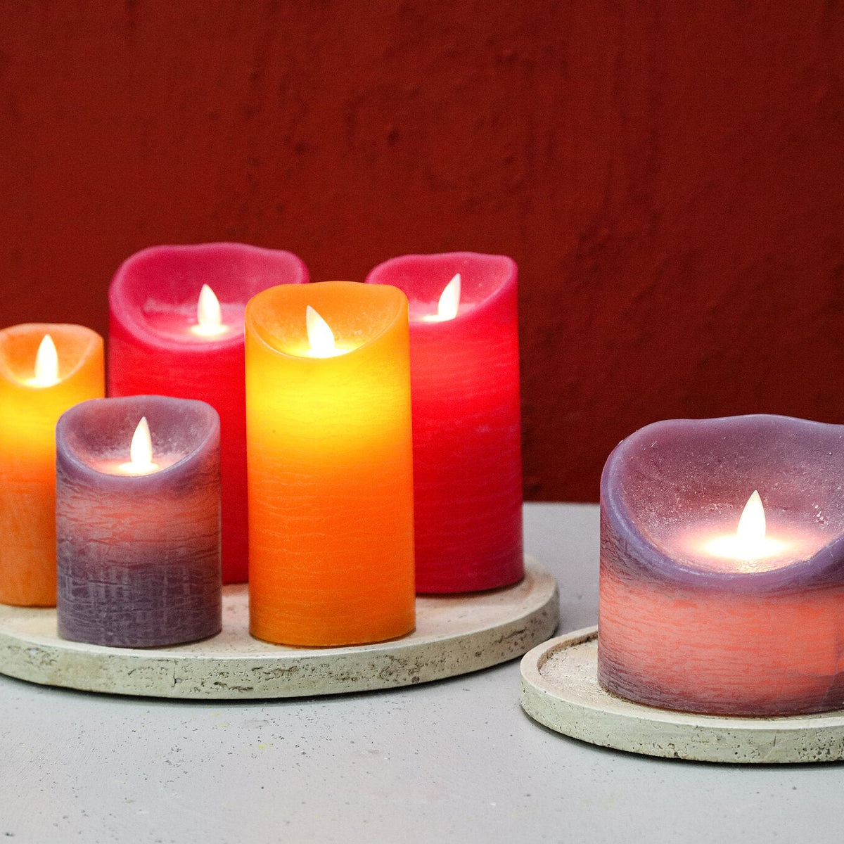 Set de 5 velas LED Lila Rústico PTMD