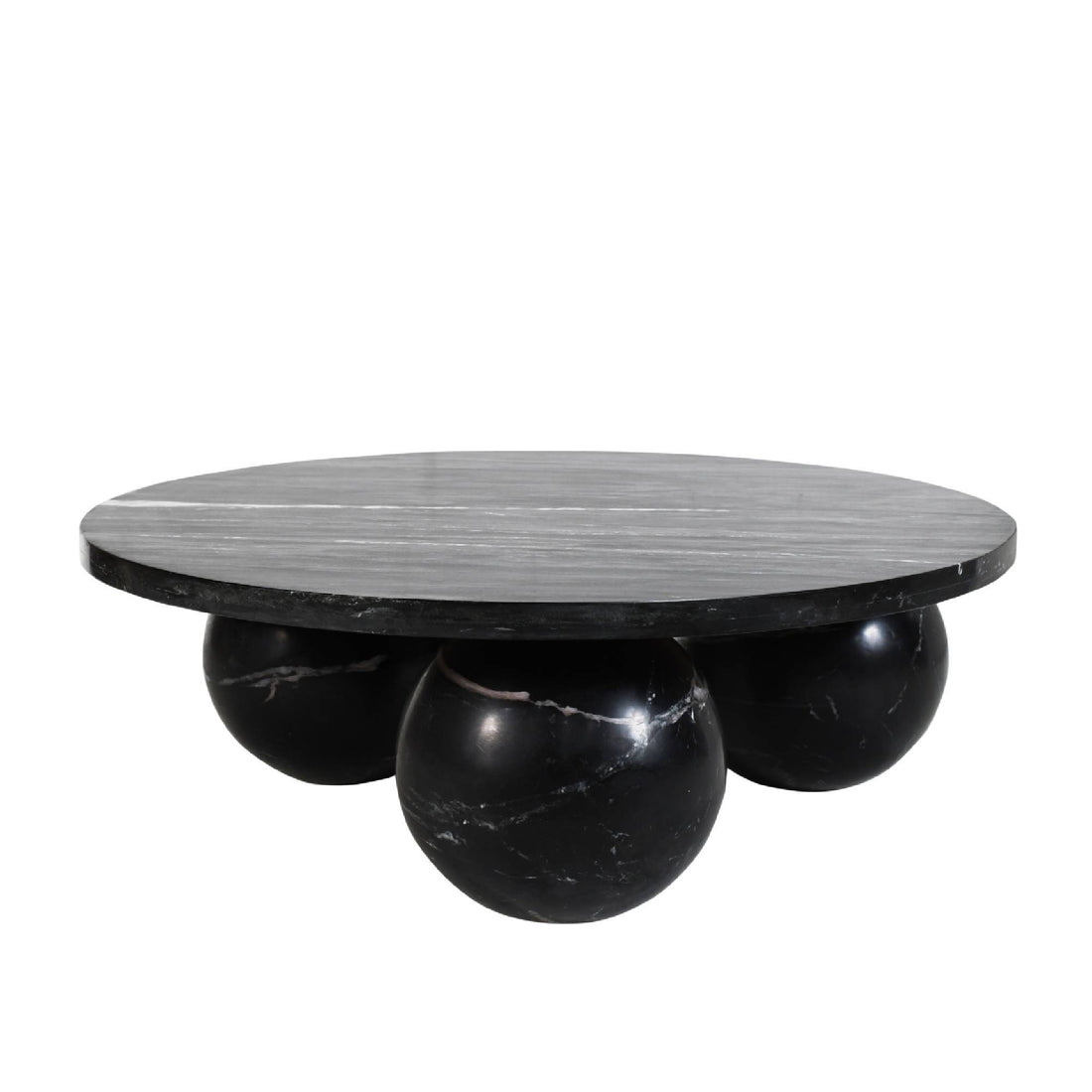 Mesa de centro redonda de mármol negro Diro con patas bulbosas PTMD