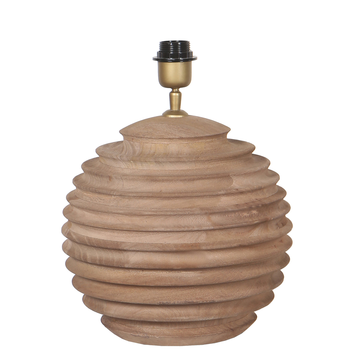 Base de lámpara de mesa acanalada de madera de mango natural Roven PTMD