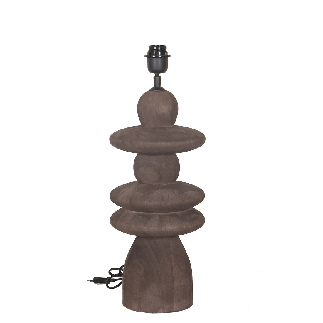 Base de lámpara de mesa Callain Brown de madera de mango redonda PTMD
