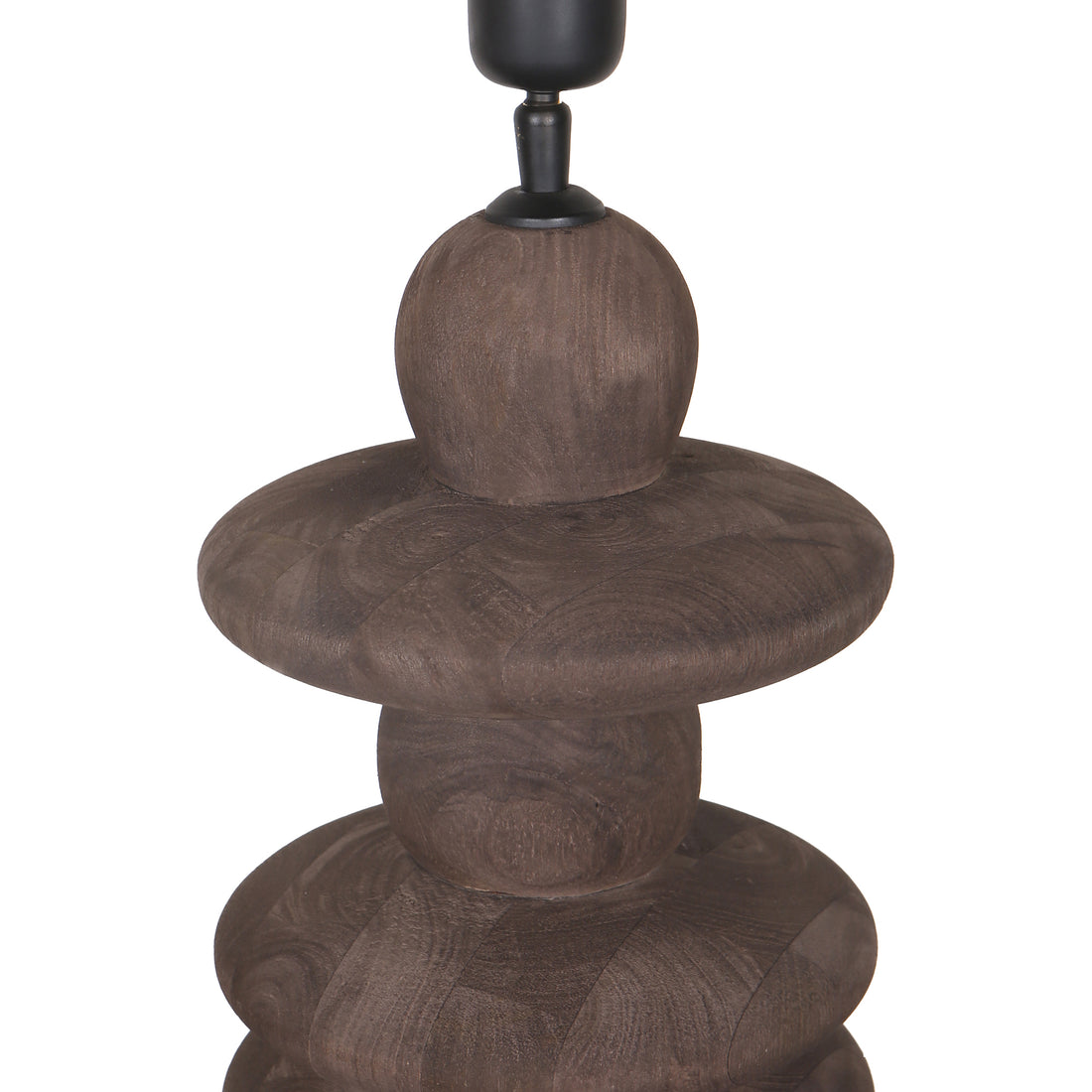 Base de lámpara de mesa Callain Brown de madera de mango redonda PTMD