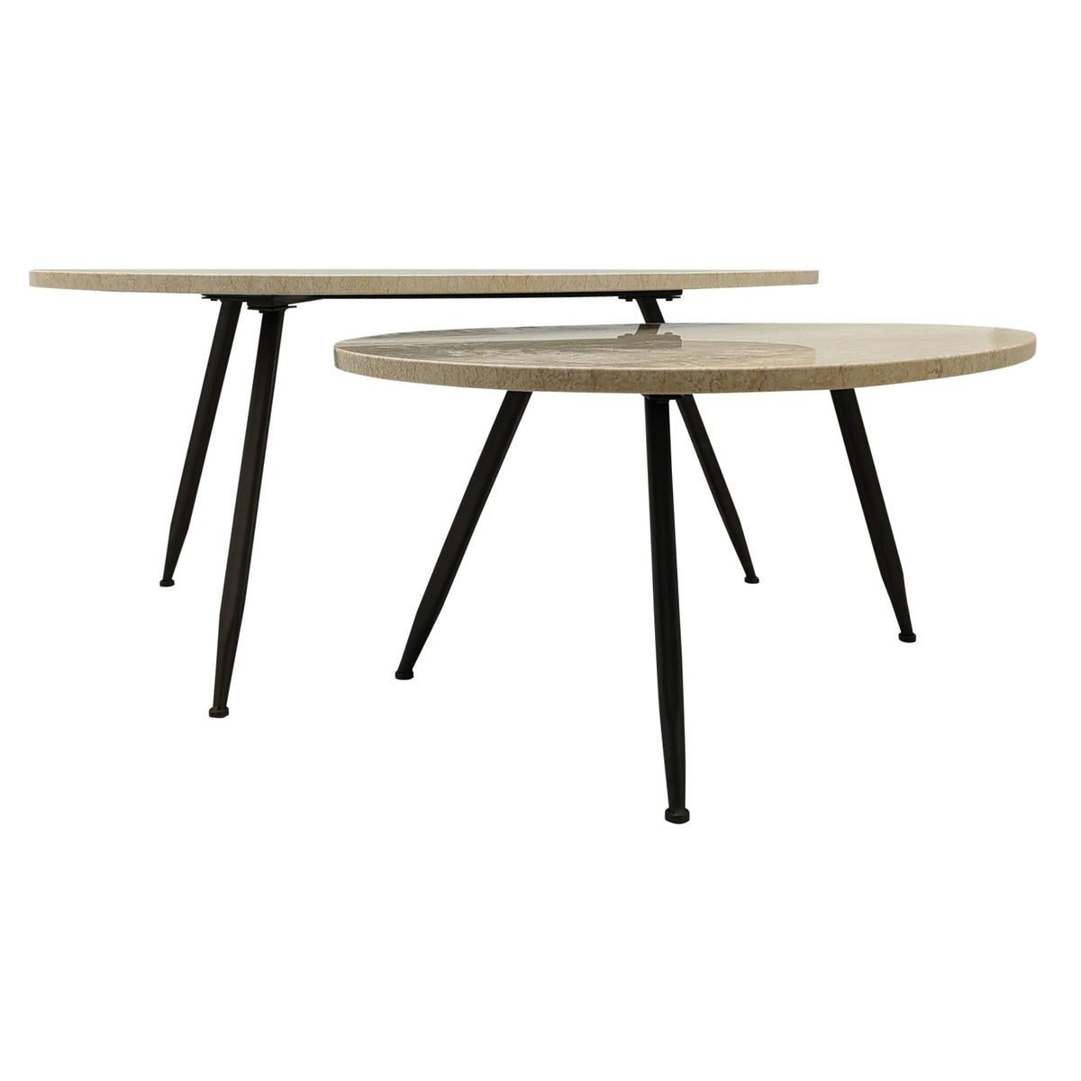 Mesa de centro Veria de mármol beige, juego de 2 PTMD