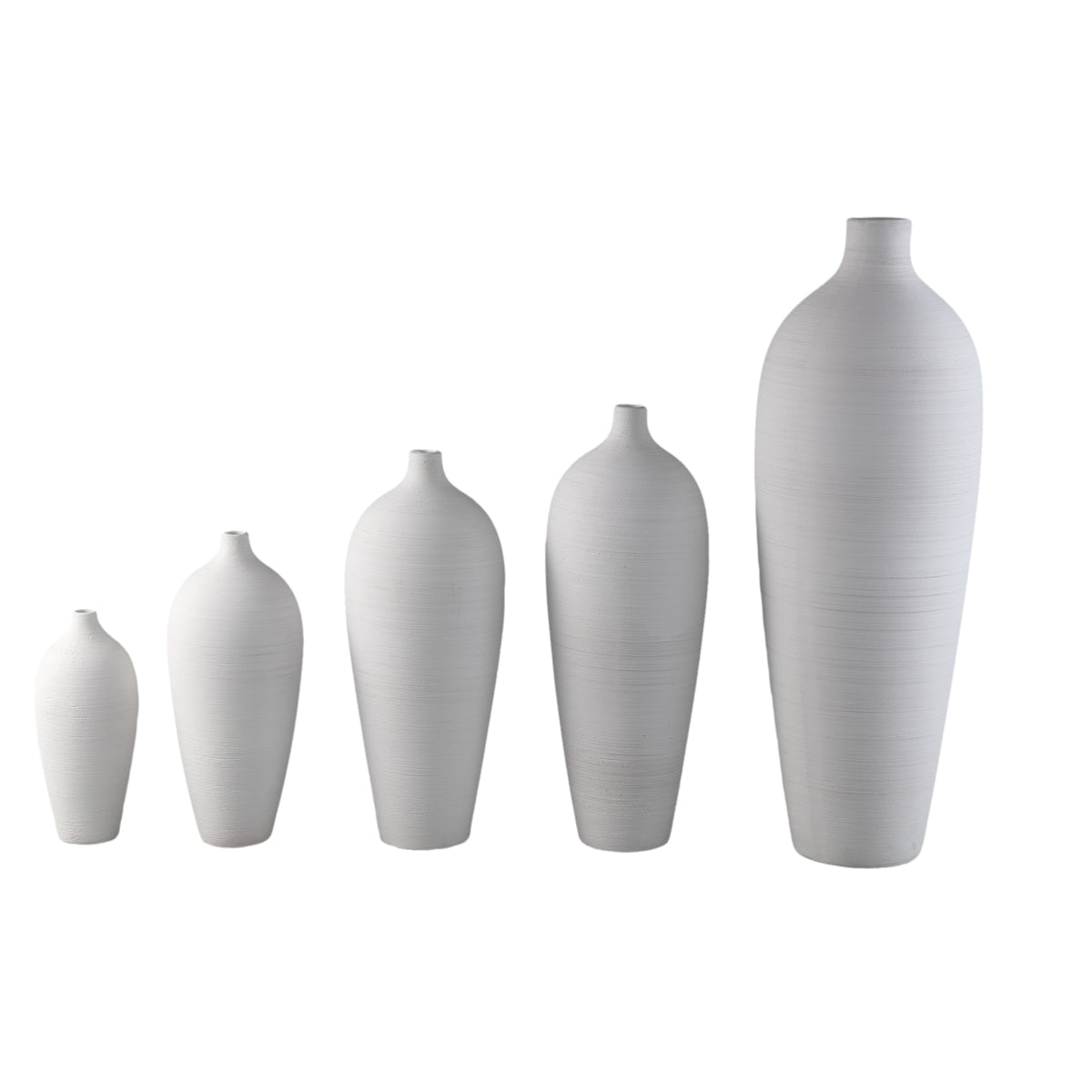 Florero botella Cavinn Cerámica Blanco Ø18cm x H44cm PTMD