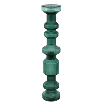 Galinda Candelabro Grande de Vidrio Acanalado Verde Oscuro PTMD