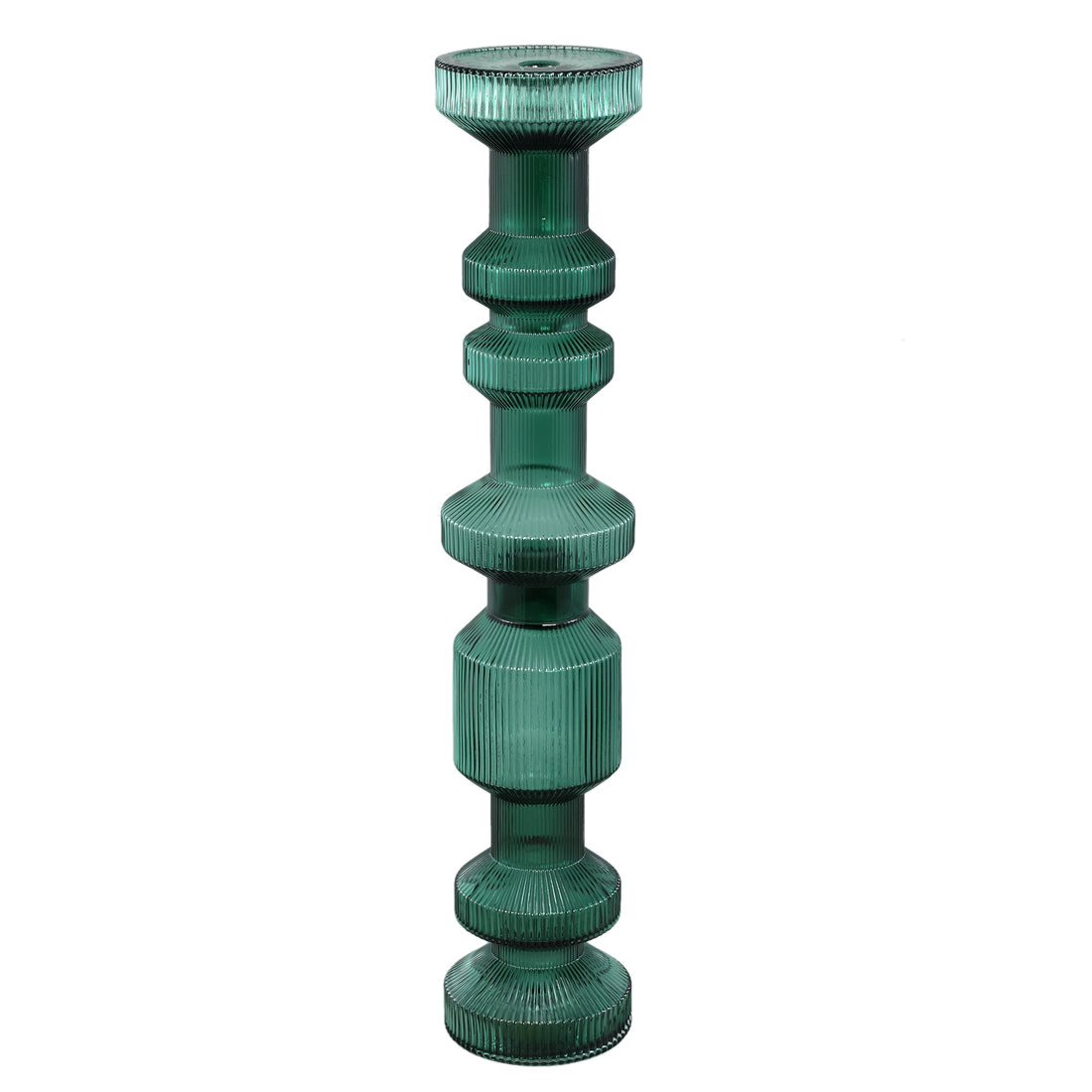 Galinda Candelabro Grande de Vidrio Acanalado Verde Oscuro PTMD