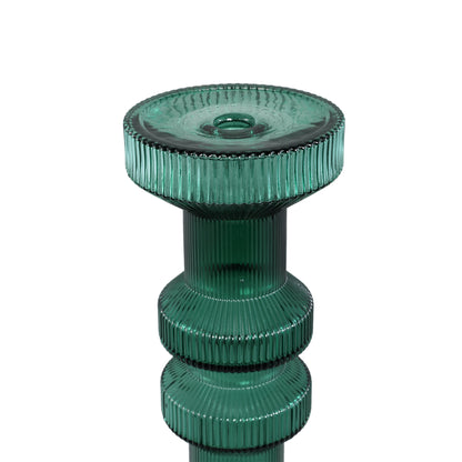 Galinda Candelabro Grande de Vidrio Acanalado Verde Oscuro PTMD