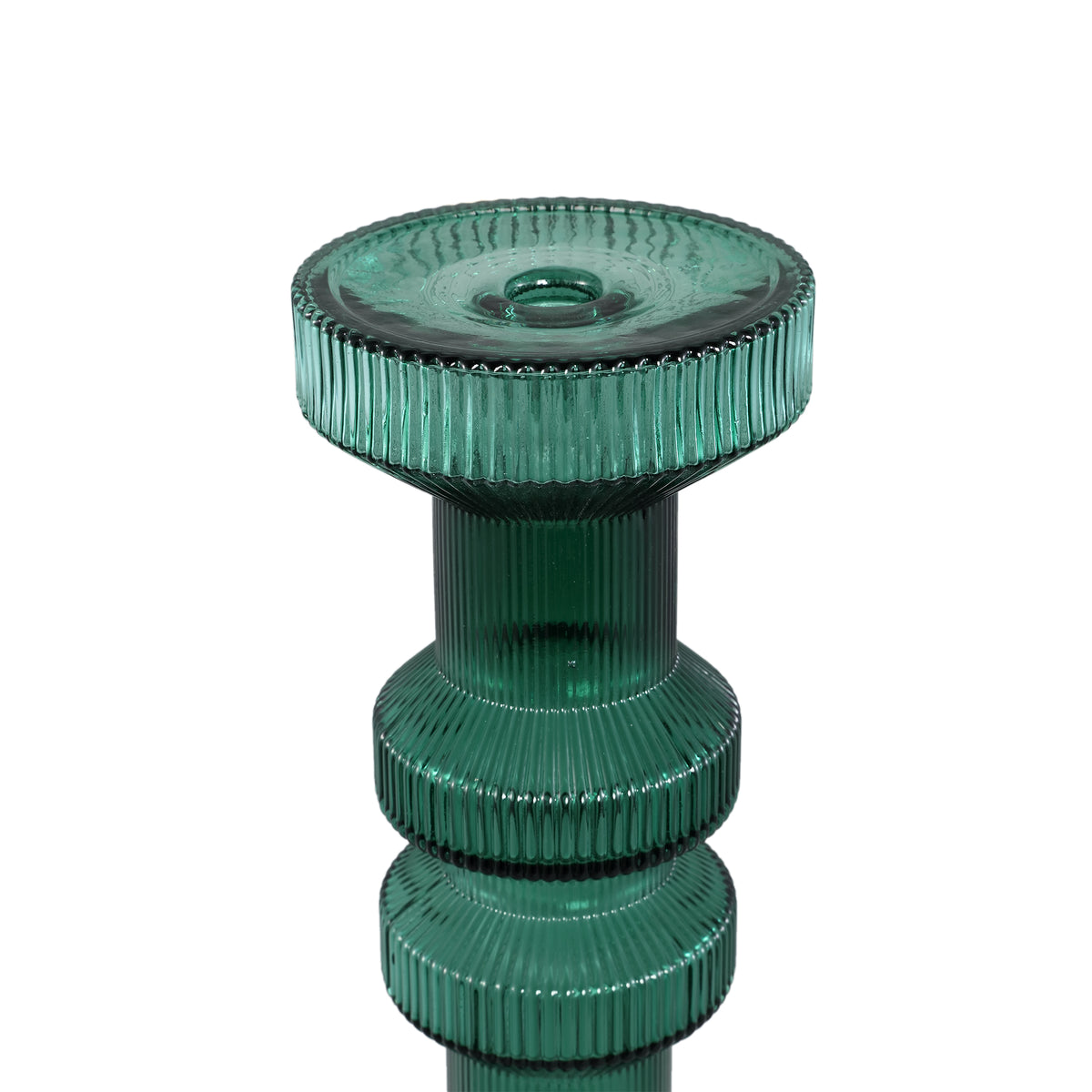 Galinda Candelabro Grande de Vidrio Acanalado Verde Oscuro PTMD