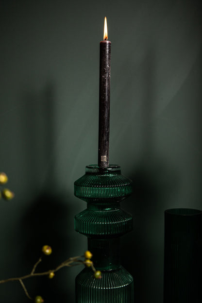 Galinda Candelabro de vidrio acanalado verde oscuro pequeño PTMD