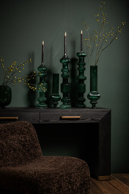 Galinda Candelabro de vidrio acanalado verde oscuro pequeño PTMD