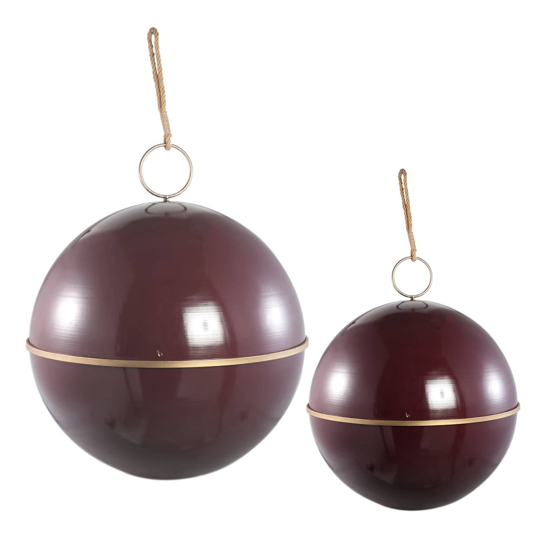 Set de 2 bolas de Navidad colgantes de hierro Alva Burgundy PTMD