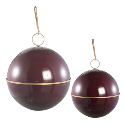 Set de 2 bolas de Navidad colgantes de hierro Alva Burgundy PTMD